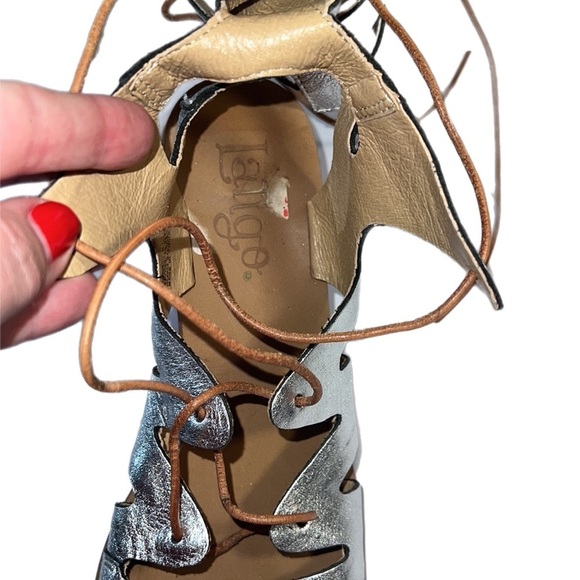 EUC Latigo “Rapper”Handmade Leather Lace Up Sandal Metallic 1” Block Heel 8.5 - Picture 6 of 11